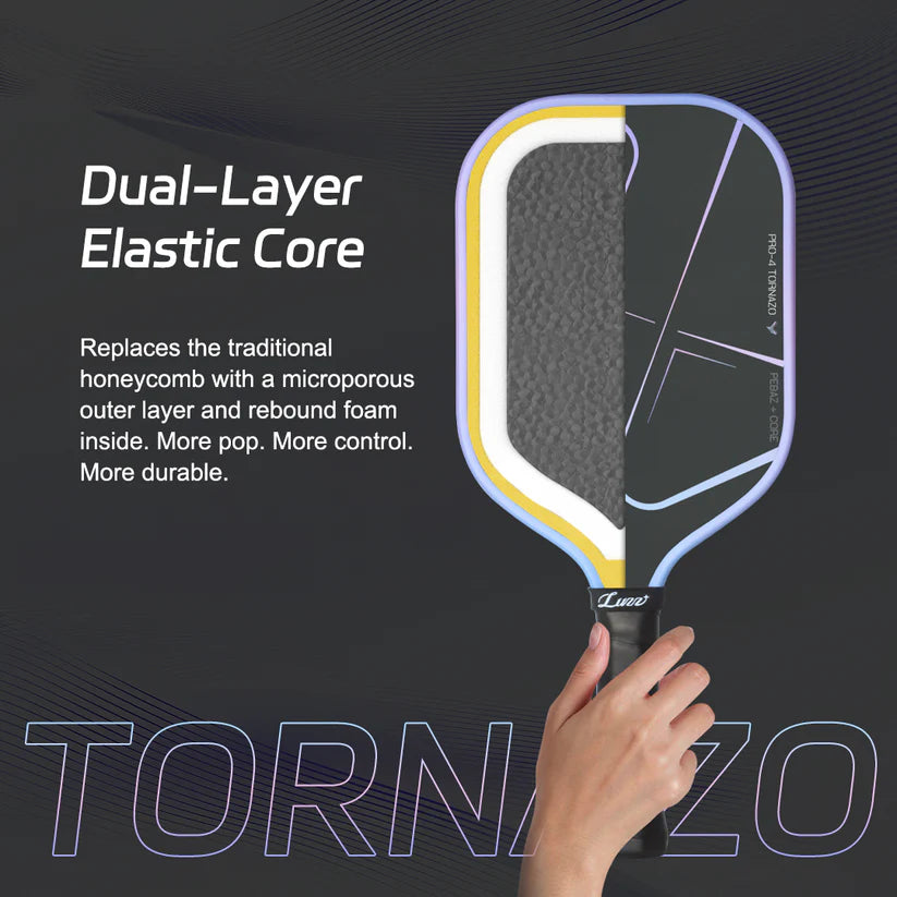 Luzzpickleball Pro 4 Tornazo Carbon Fiber Pickleball Paddle - Dual-Layer Core - Tornazo Shadow