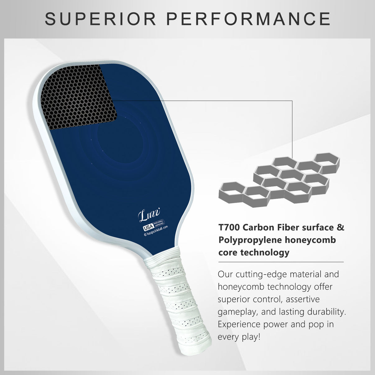 Luzzpickleball TARGET Original Paddle (16mm) T700 Carbon Fiber