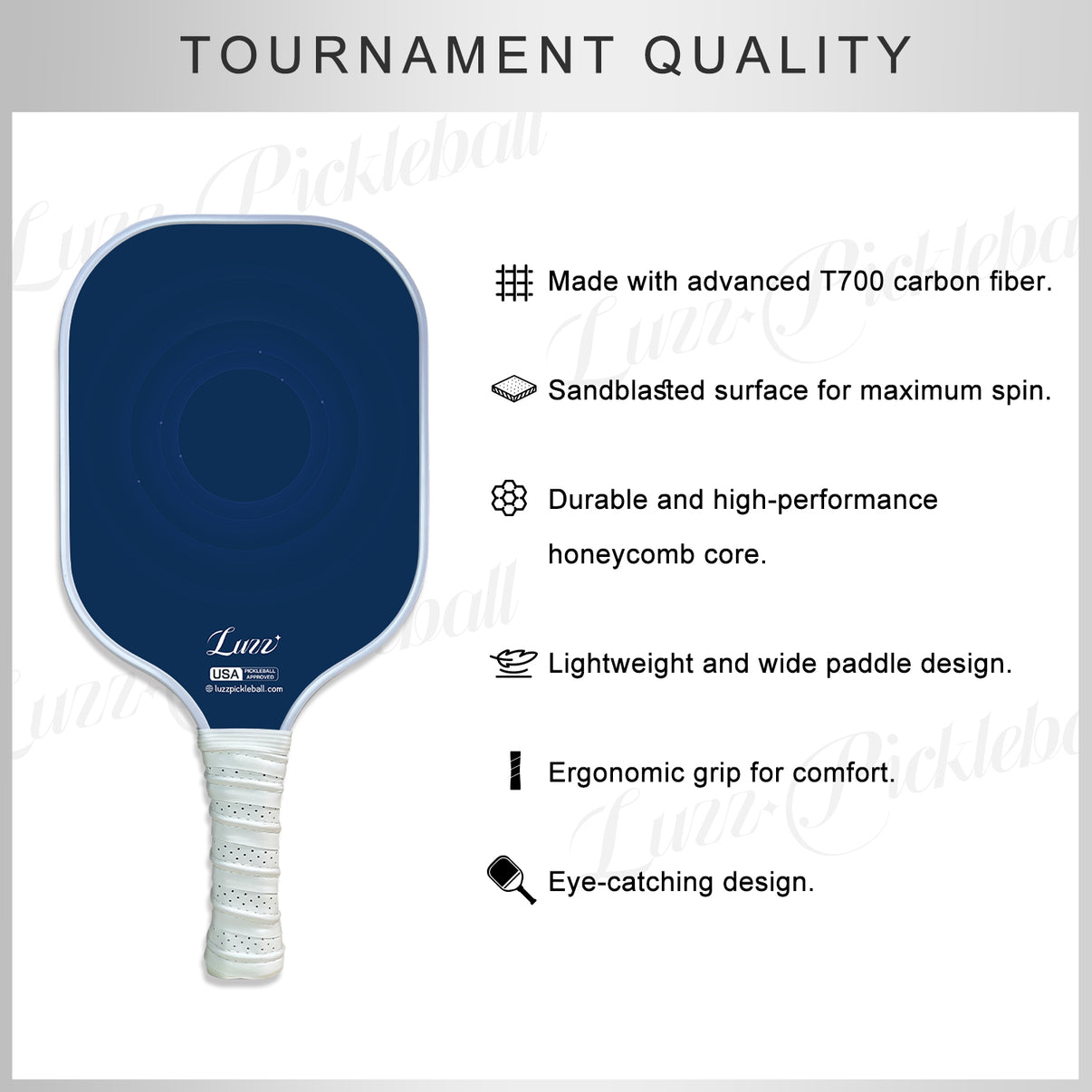 Luzzpickleball TARGET Original Paddle (16mm) T700 Carbon Fiber