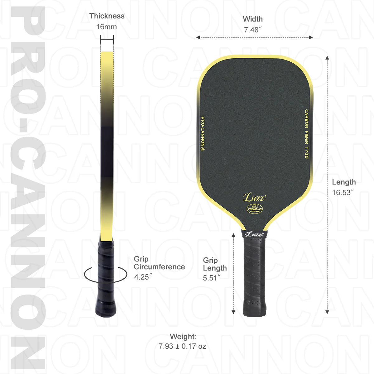 Luzzpickleball Minions Cannon Paddle T700 Carbon Friction Surface|Thermoformed