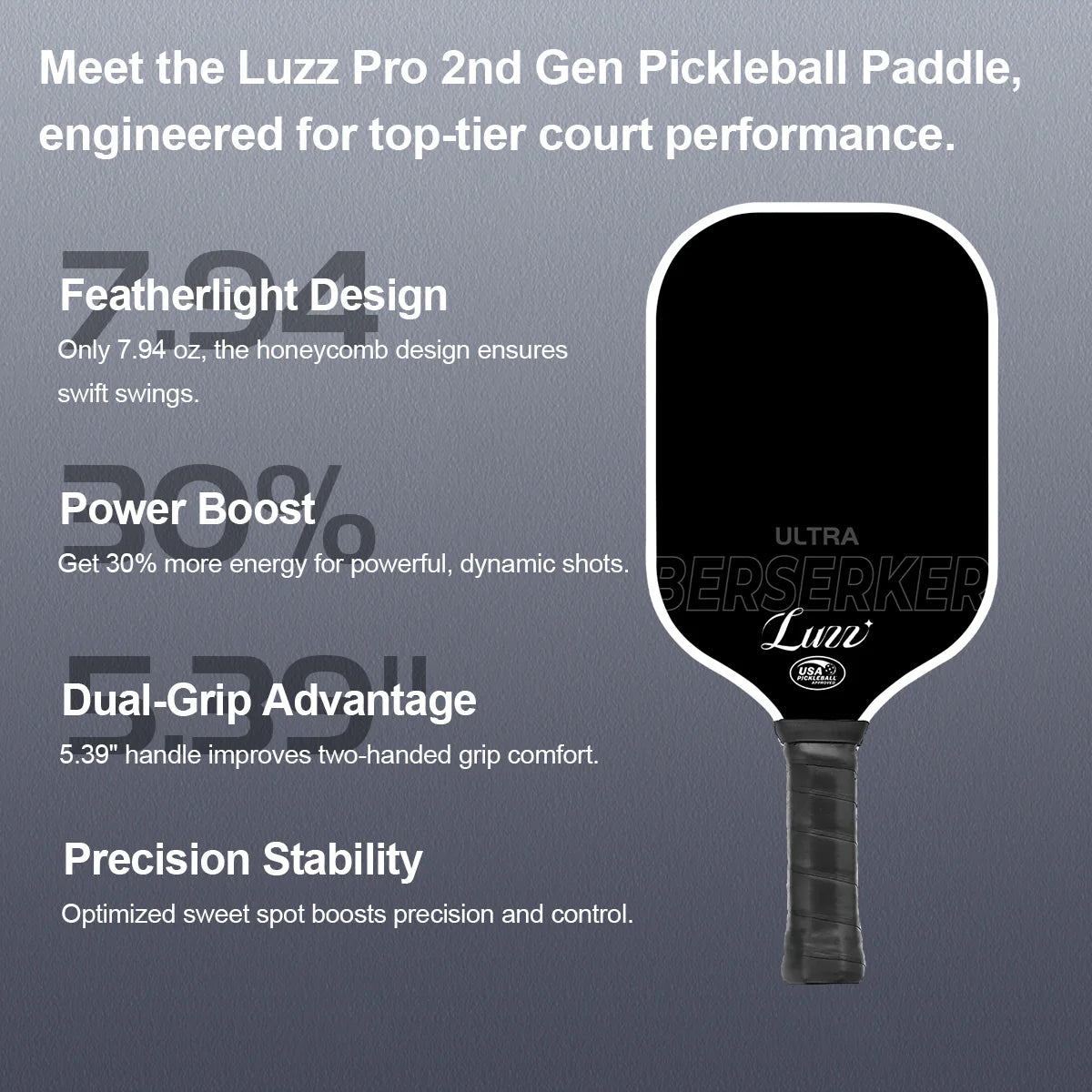 Luzz Pro 2.0 Berserker Professional Pickleball Paddle - Elevating Power, Precision, and Performance
