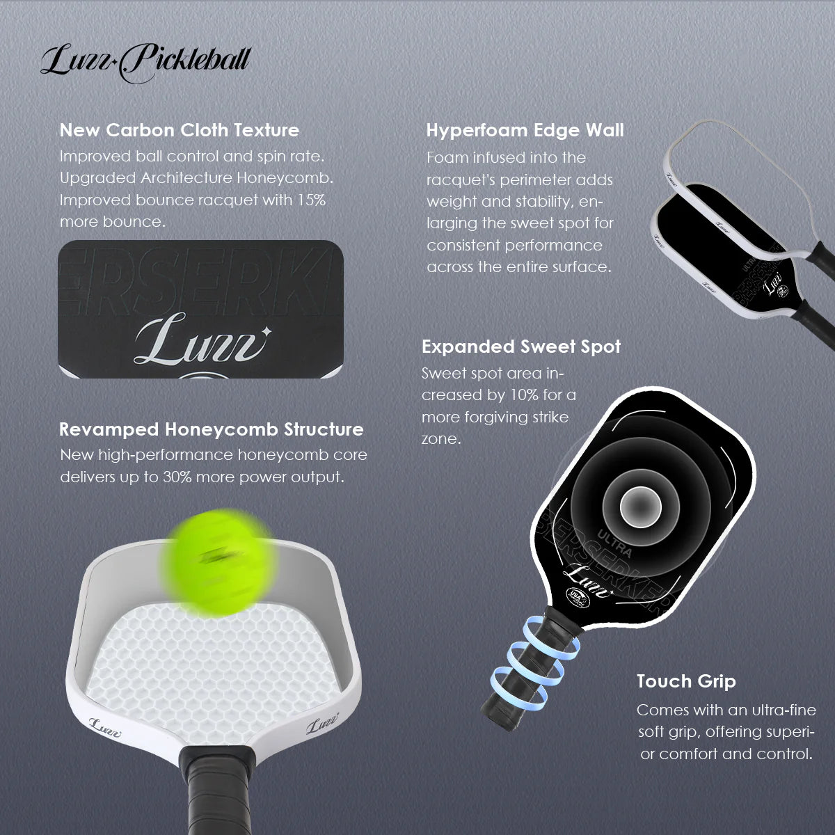 Luzz Pro 2.0 Berserker Professional Pickleball Paddle - Elevating Power, Precision, and Performance