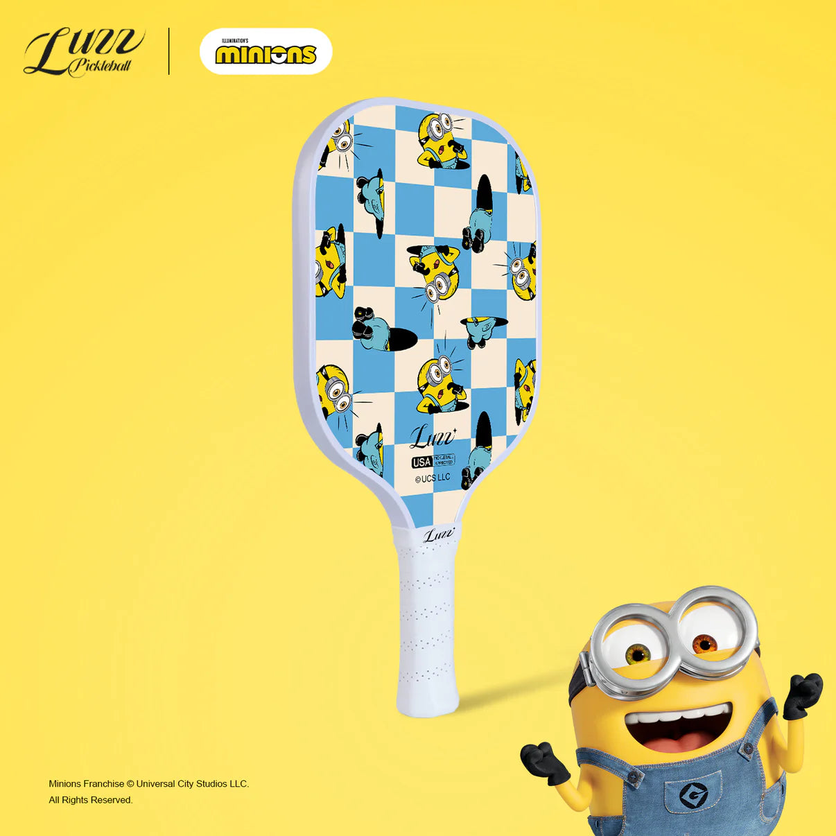 Luzzpickleball Minions Checker Champ Original Paddle (16mm) T700 Carbon Fiber