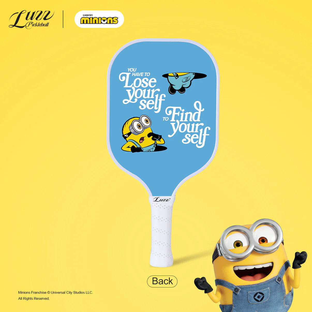 Luzzpickleball Minions Checker Champ Original Paddle (16mm) T700 Carbon Fiber