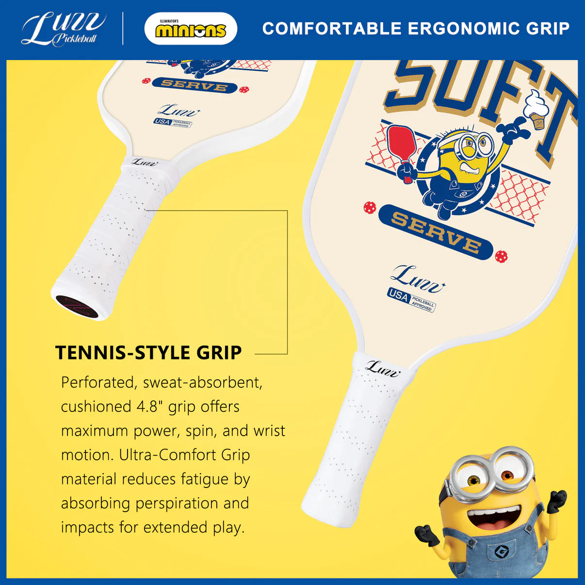 Luzzpickleball Minions Serve Original Paddle (16mm) T700 Carbon Fiber