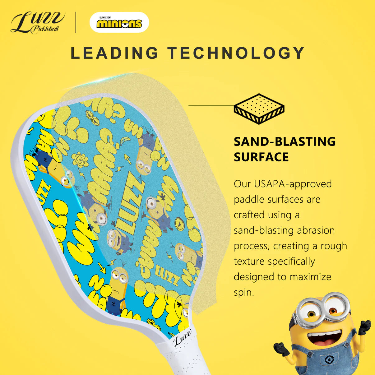 Luzzpickleball Minions Wham Original Paddle (16mm) T700 Carbon Fiber