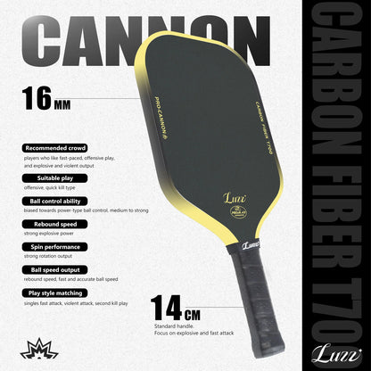Luzzpickleball Minions Cannon Paddle T700 Carbon Friction Surface|Thermoformed
