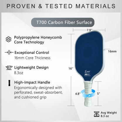 Luzzpickleball TARGET Original Paddle (16mm) T700 Carbon Fiber