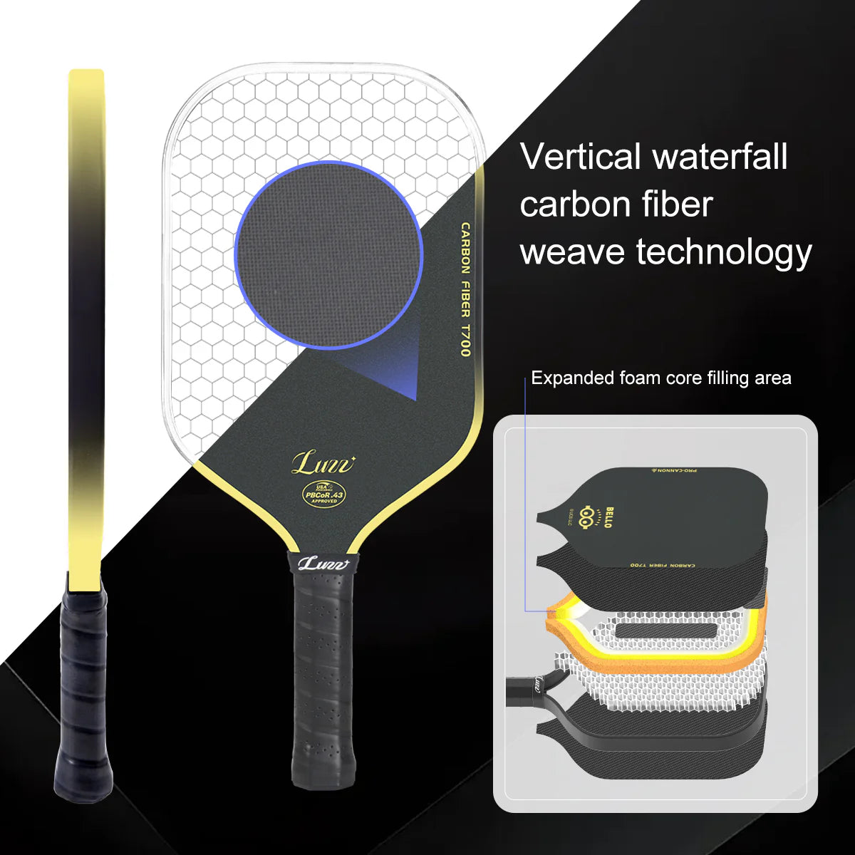 Luzzpickleball Minions Cannon Paddle T700 Carbon Friction Surface|Thermoformed