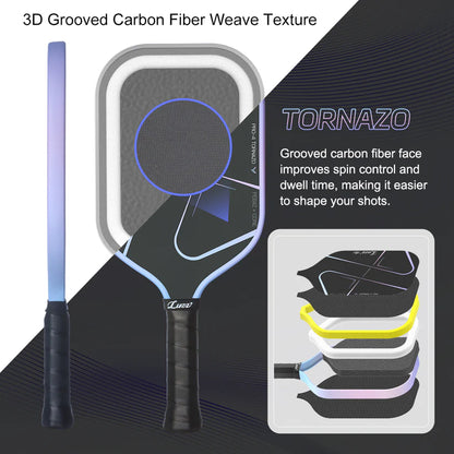 Luzzpickleball Pro 4 Tornazo Carbon Fiber Pickleball Paddle - Dual-Layer Core - Tornado