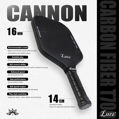 Luzzpickleball Cannon Paddle T700 Carbon Friction Surface|Thermoformed