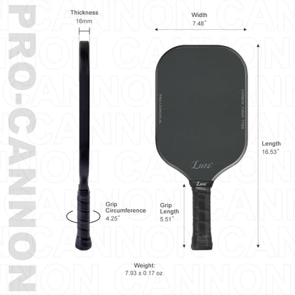 Luzzpickleball Cannon Paddle T700 Carbon Friction Surface|Thermoformed