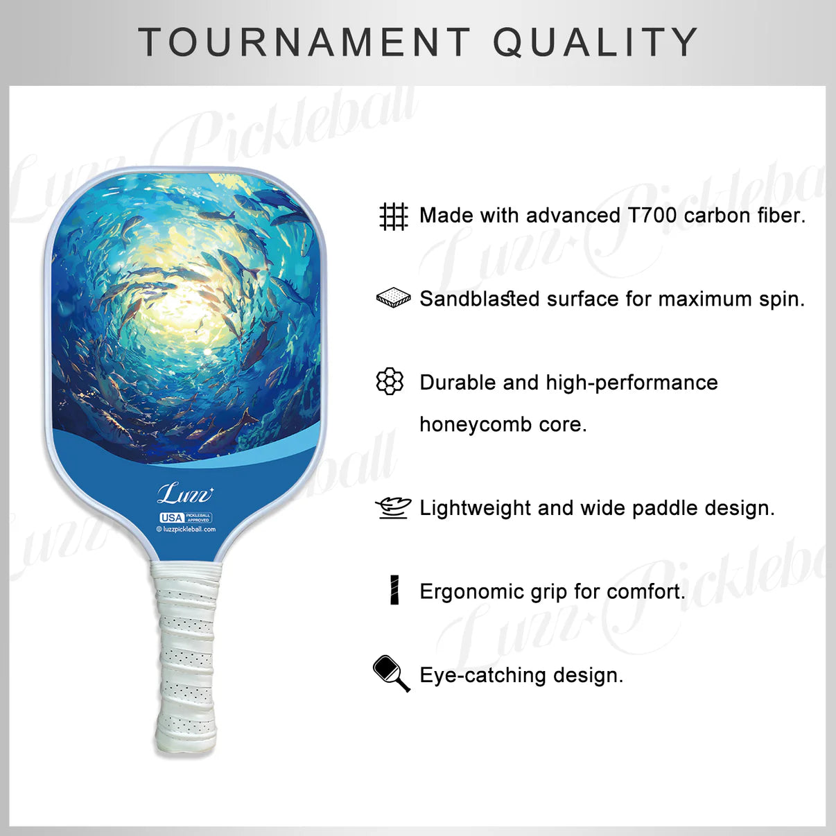 [Pre-Order] Luzzpickleball MOONWARD Original Paddle (16mm) T700 Carbon Fiber