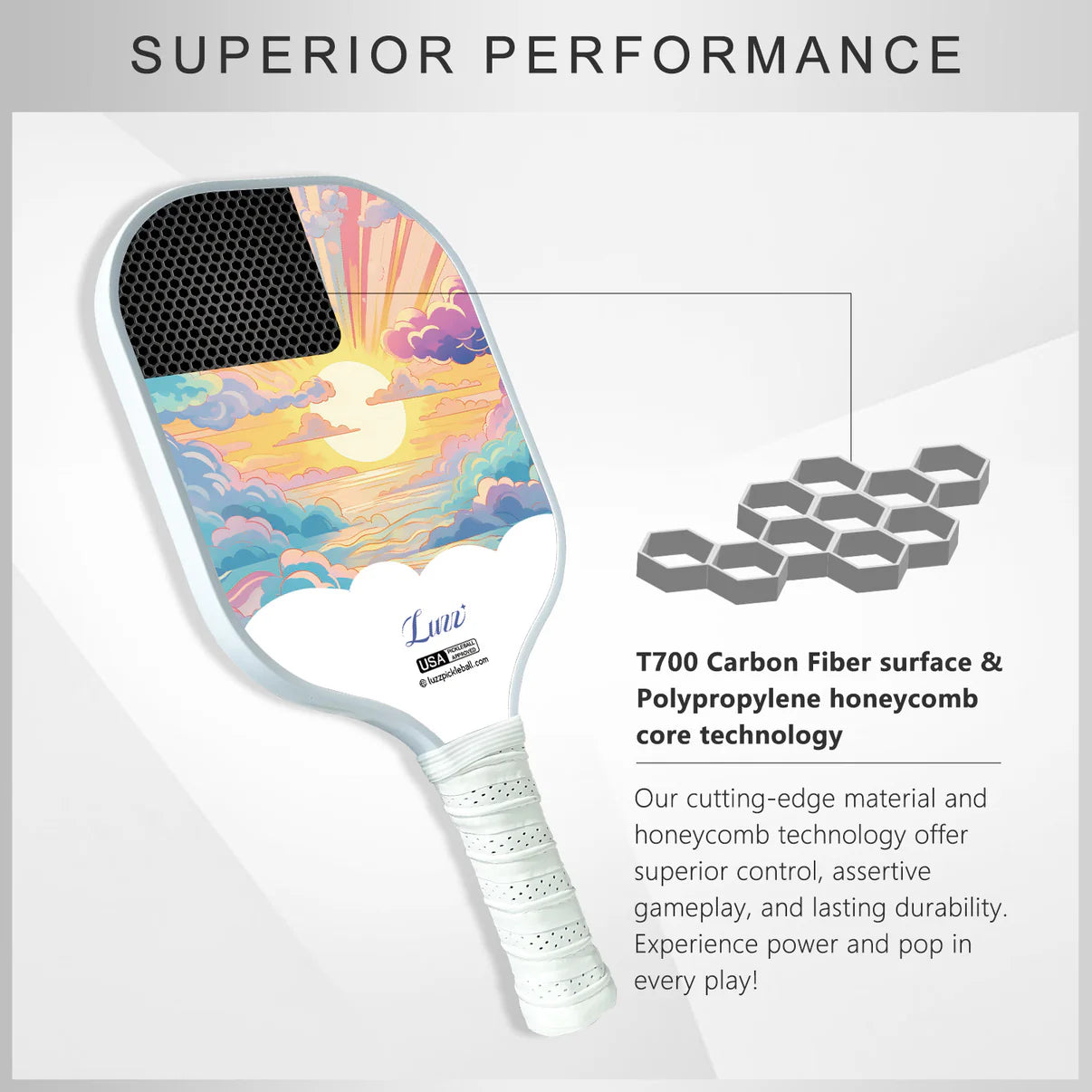 [Pre-Order] Luzzpickleball Sunset Bliss Original Paddle (16mm) T700 Carbon Fiber