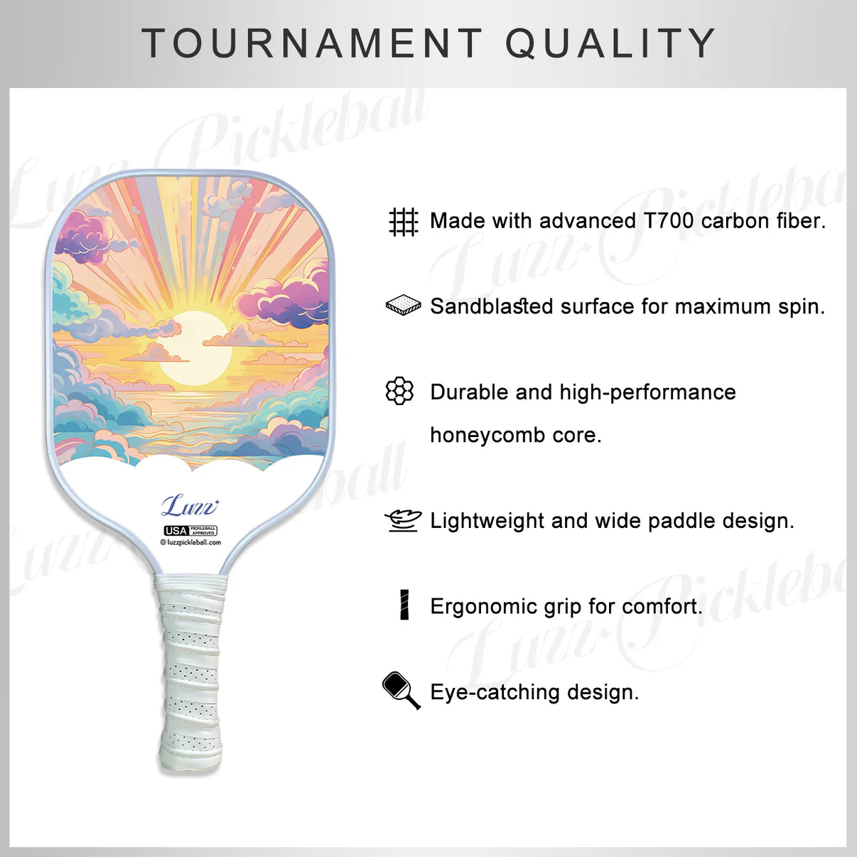 [Pre-Order] Luzzpickleball Sunset Bliss Original Paddle (16mm) T700 Carbon Fiber