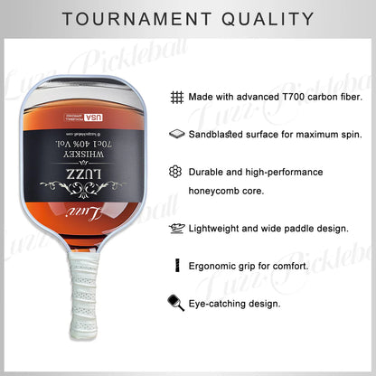 [Pre-Order] Luzzpickleball Whiskey Original Paddle (16mm) T700 Carbon Fiber