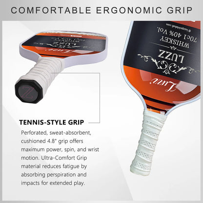 [Pre-Order] Luzzpickleball Whiskey Original Paddle (16mm) T700 Carbon Fiber
