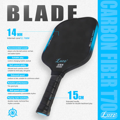 Luzzpickleball Blade Paddle(14mm) T700 Carbon Friction Surface|Thermoformed